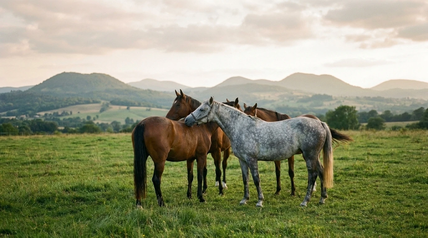 Les chevaux du ECURIES PONTAVY en liberté, Puy-de-Dôme